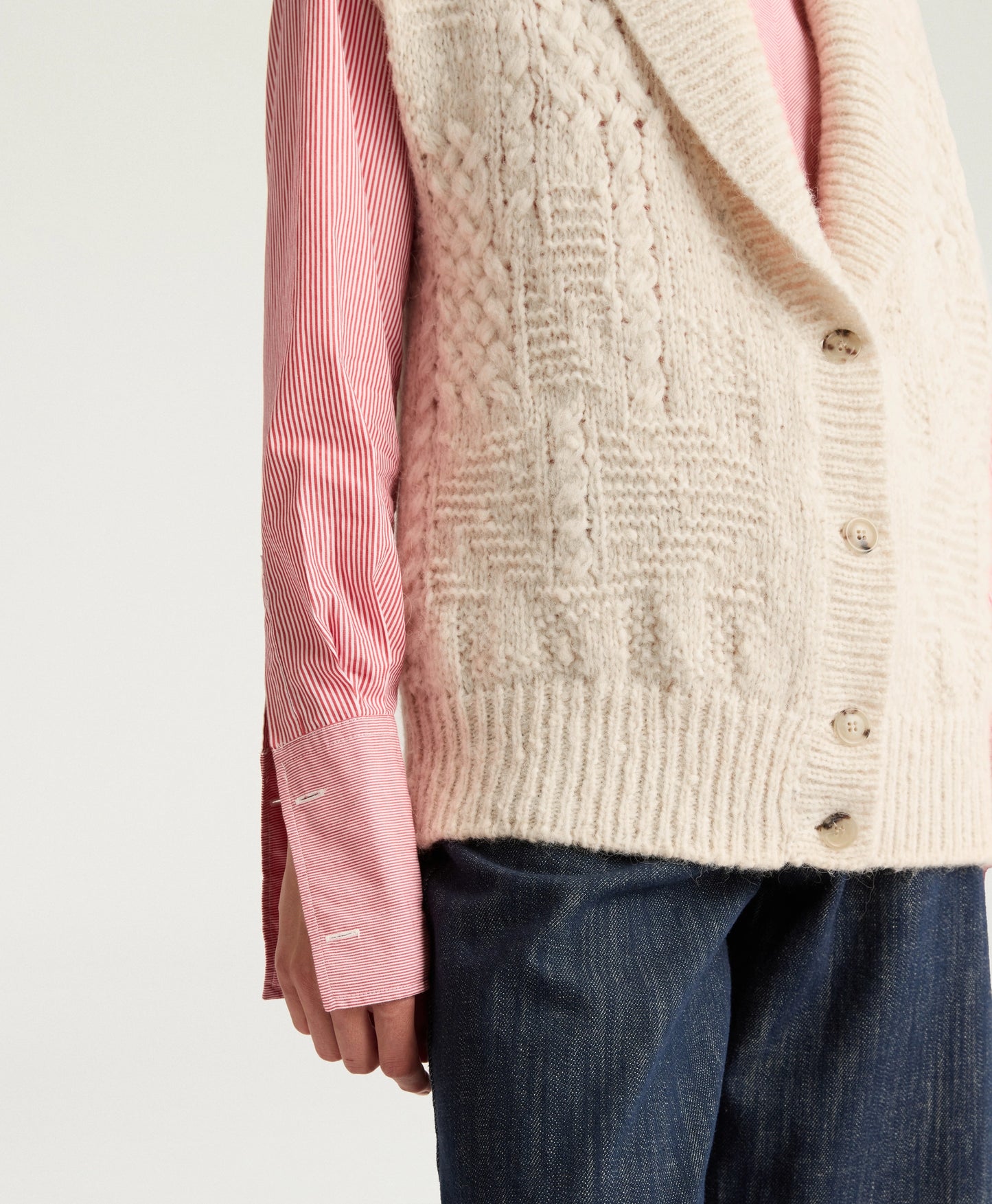 CARDIGAN BRISTOL MOMONI EN MÉLANGE LAINE/ALPAGA À POINTS - ÉCRU