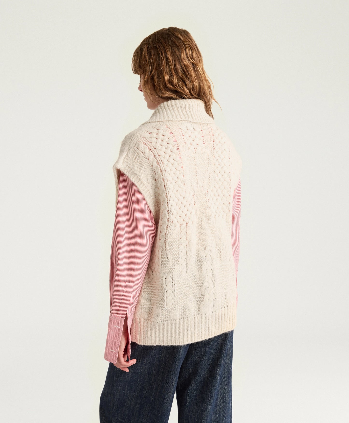 CARDIGAN BRISTOL MOMONI EN MÉLANGE LAINE/ALPAGA À POINTS - ÉCRU