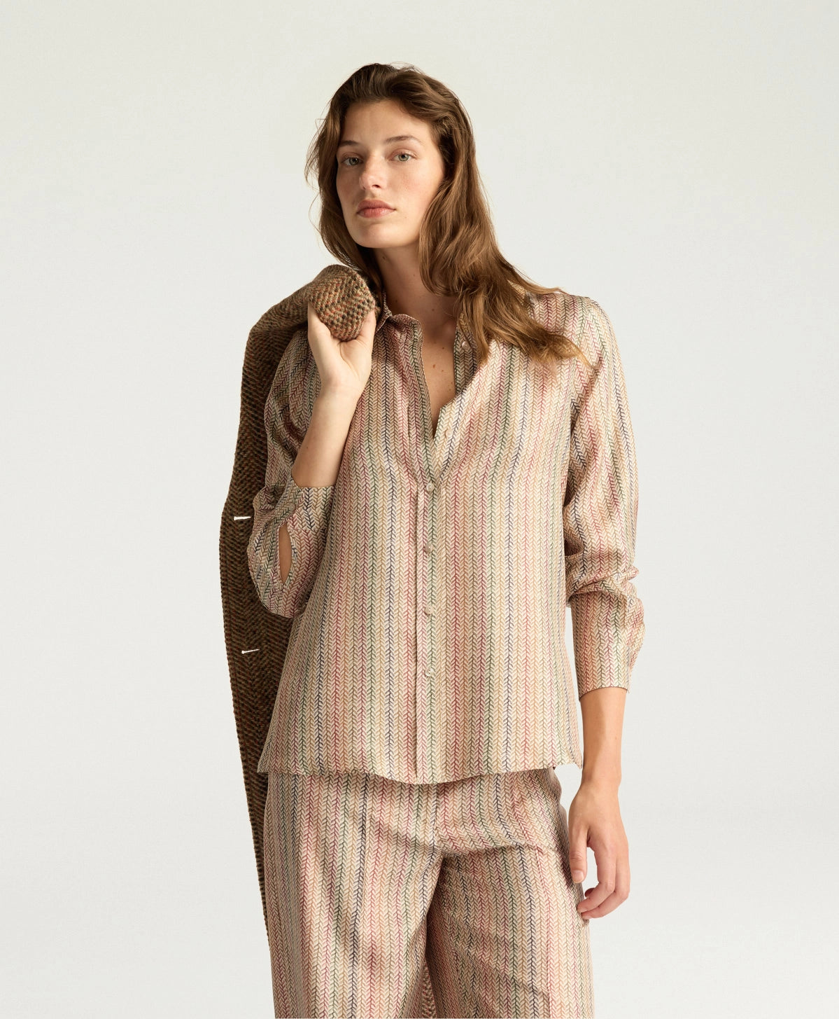 CHEMISIER ARLES EN TWILL DE SOIE IMPRIMÉ MOMONI- MULTICOLORE KAKI