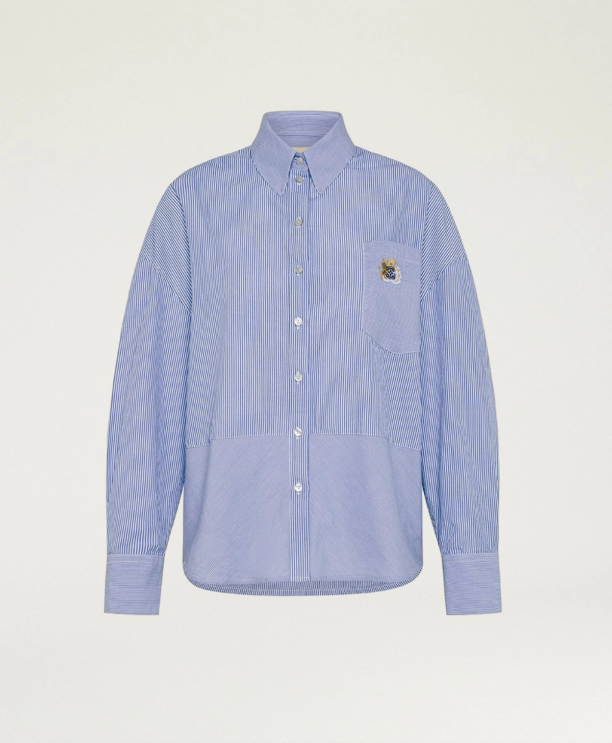 CHEMISE CLARE MOMONI EN POPELINE RAYÉE - AZUR