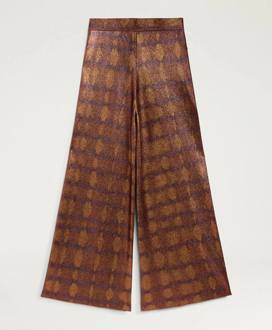 PANTALON ANSELMO EN LUREX IMPRIMÉ - BRÛLÉ/VIOLET MOMONI
