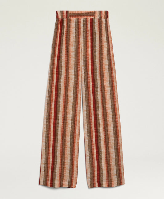 PANTALON BACCARAT EN CRÊPE DE CHINE ALL-OVER - MULTICOLORE ORANGE MOMONI (Copie)