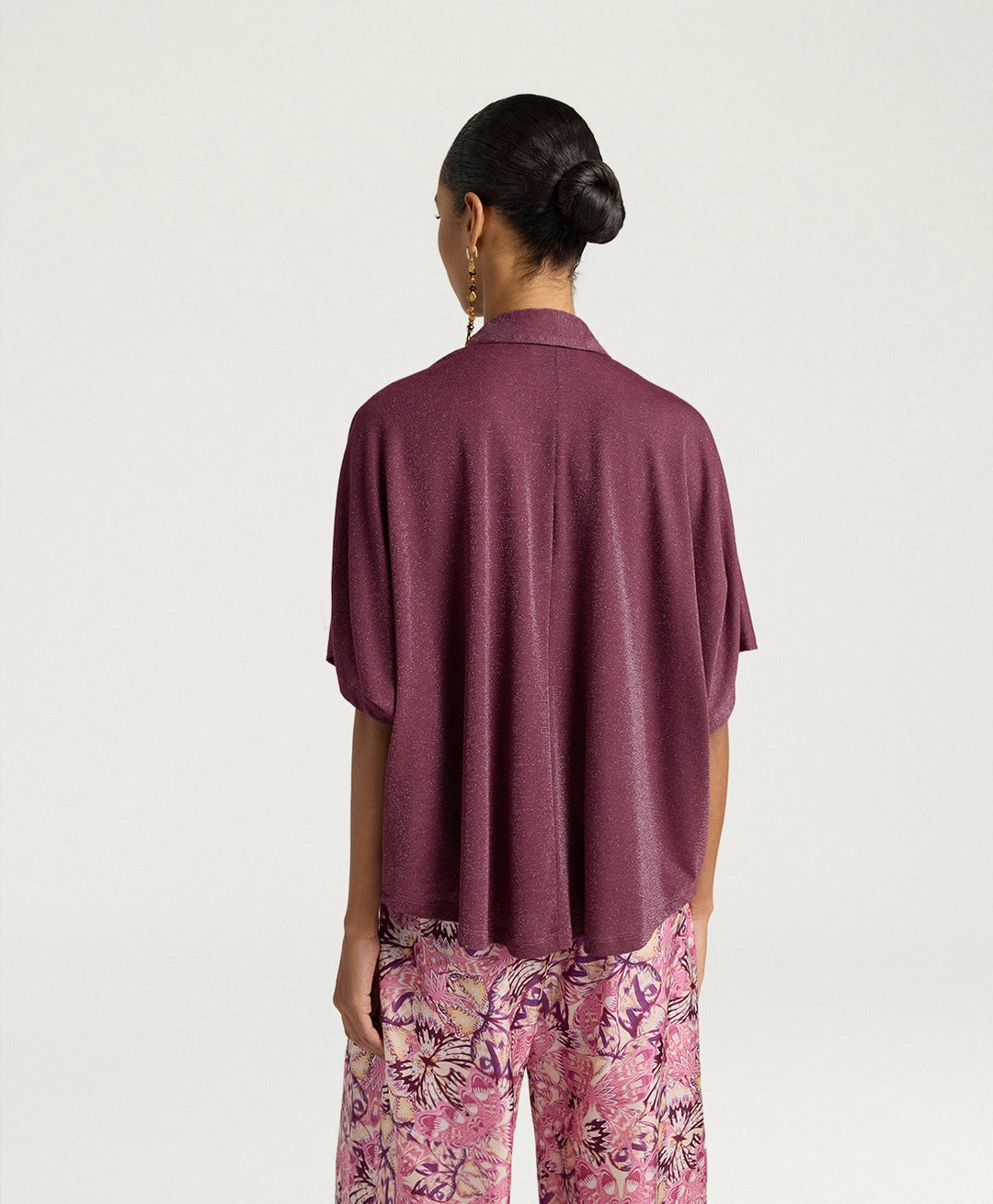 CHEMISIER BROOKLYN EN JERSEY LUREX UNI - MAUVE