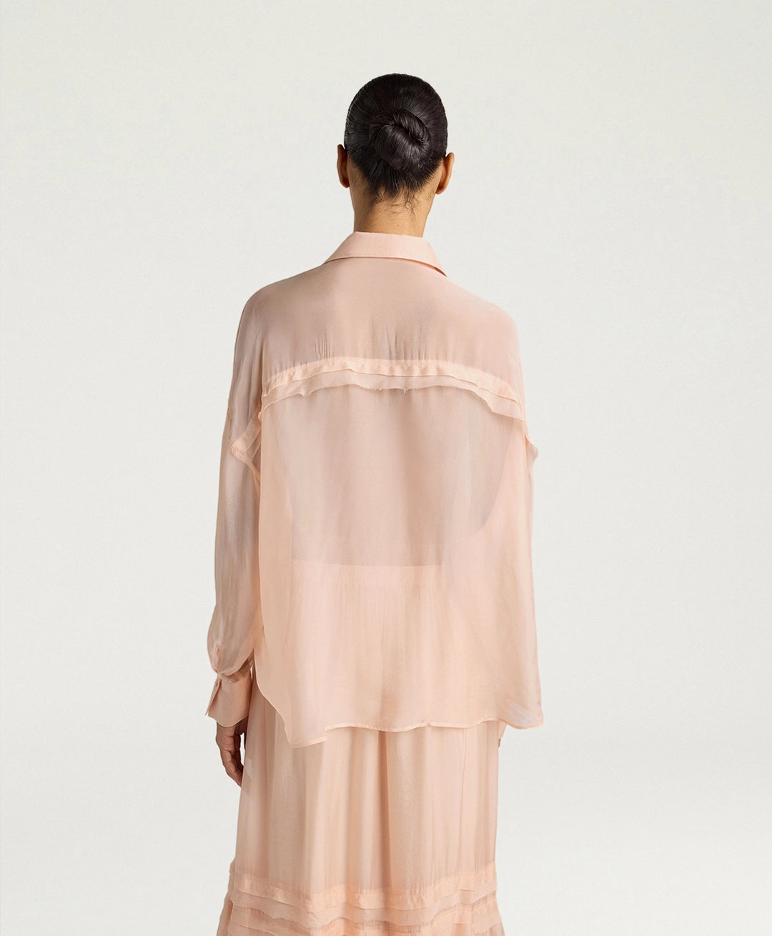CHEMISIER LUCIA EN MOUSSELINE UNIE - POUDRE MOMONI