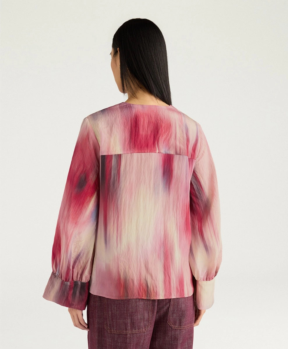 BLOUSE SABINA EN VISCOSE IMPRIMÉE ALL-OVER - MULTICOLORE MAGENTA MOMONI