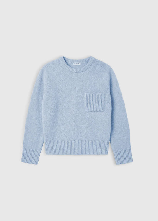 Pull femme BEN HANA SAN baby alpaga bleu ciel vue de face