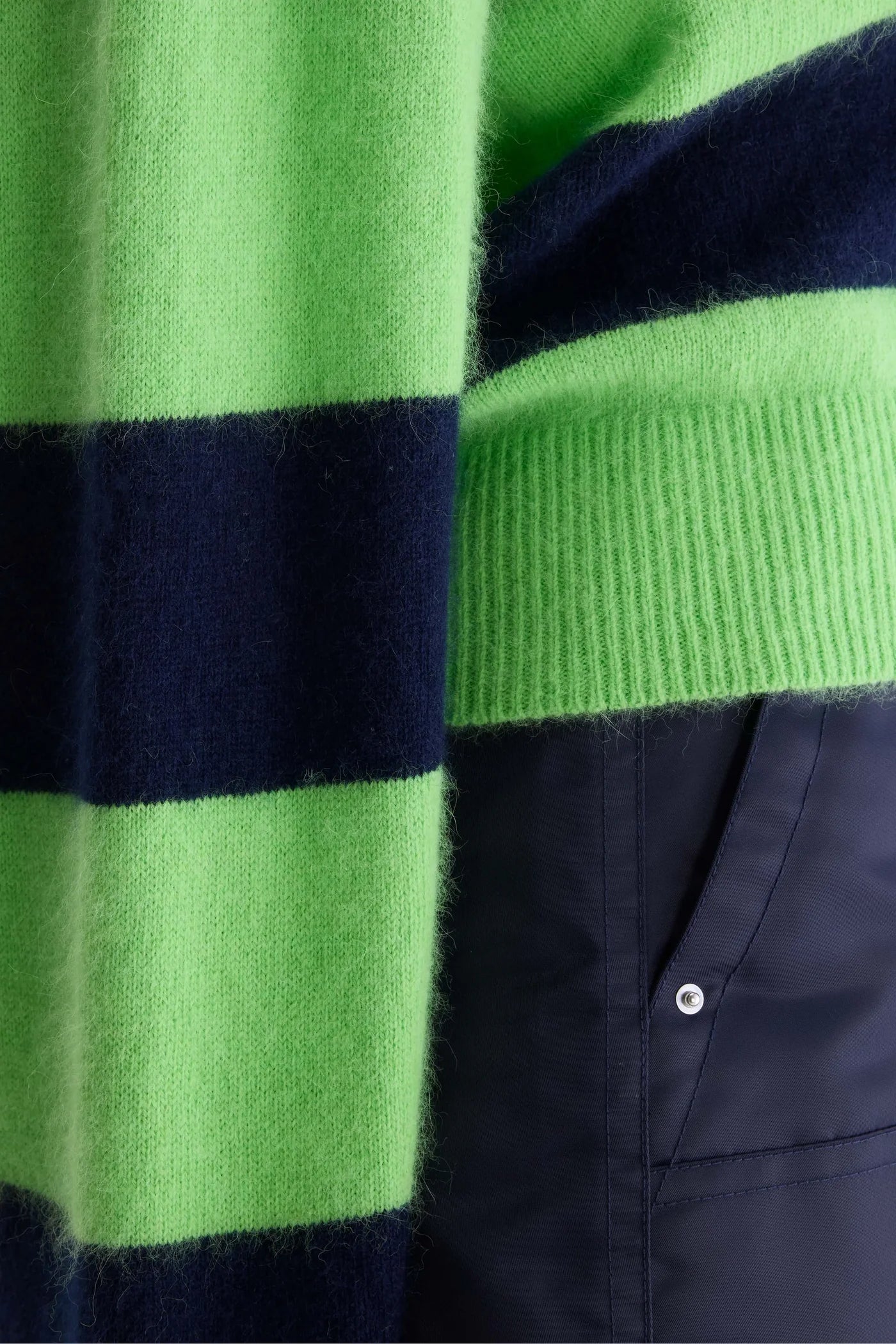 Pull polo Dusto rayé vert et marine – Bellerose