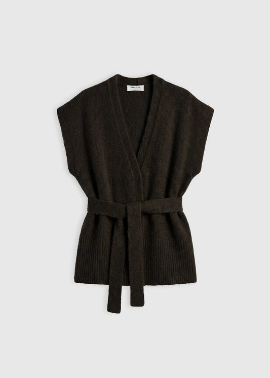 Gilet femme HONORÉ en baby alpaga chocolat – HANA SAN
