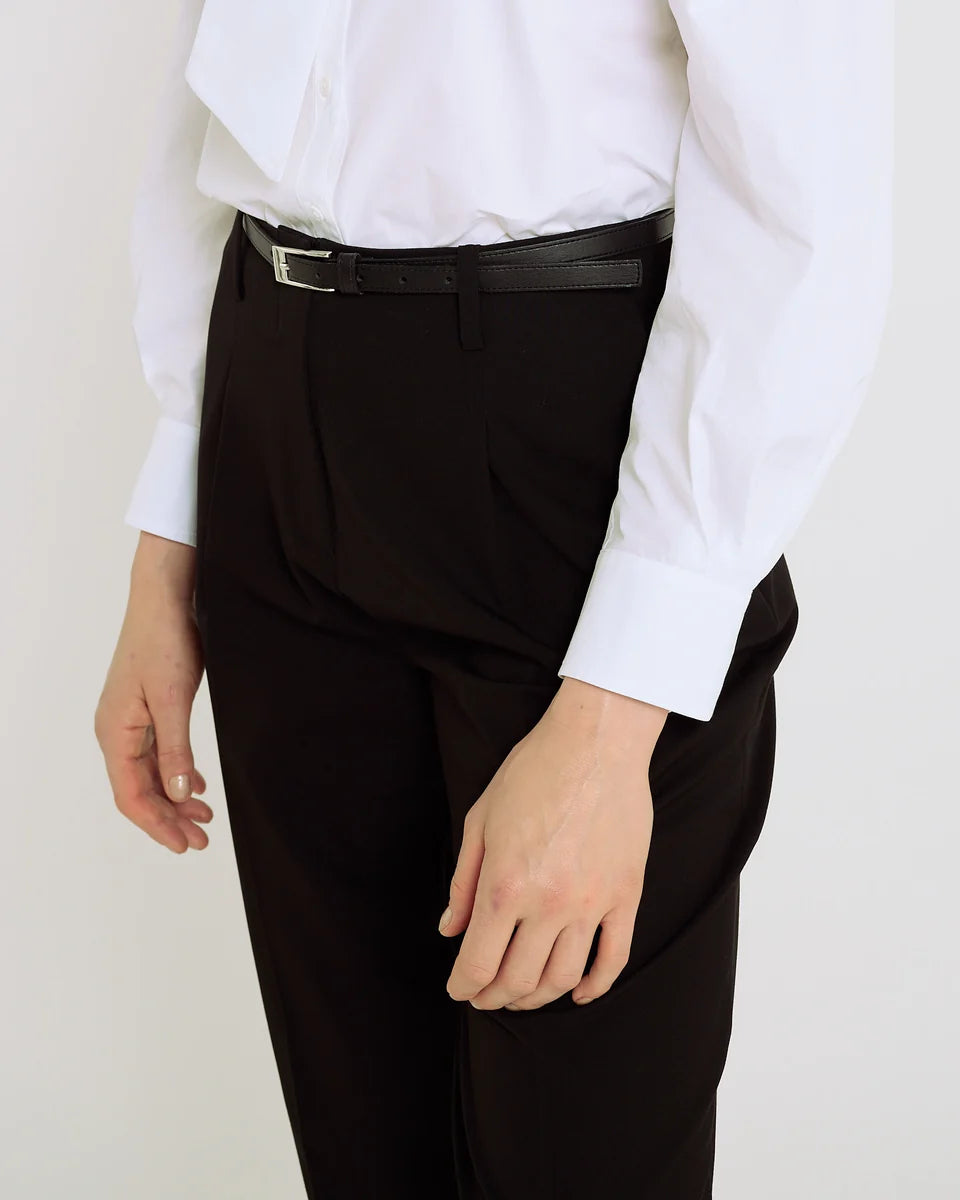 Pantalon femme HENRI noir HANA SAN détail taille haute et plis devant