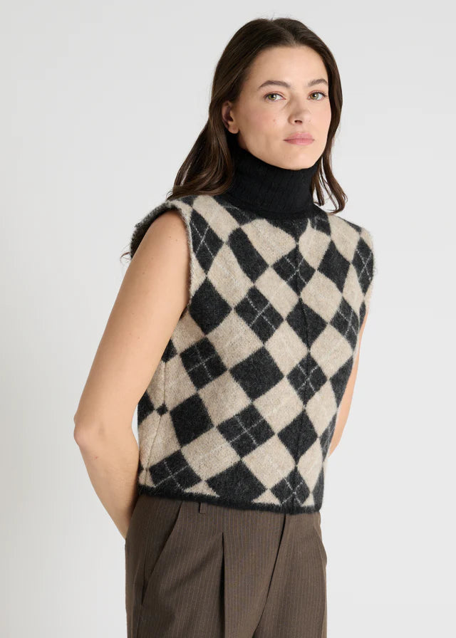 Pull sans manches jaquart Odinoj Hana San - noir