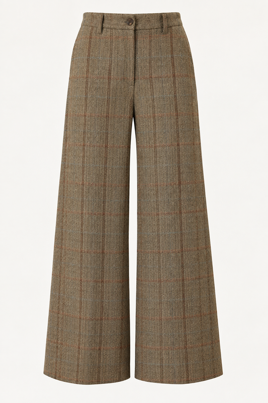 Pantalon POMEOTO Diega femme en laine vierge coupe large vue de face