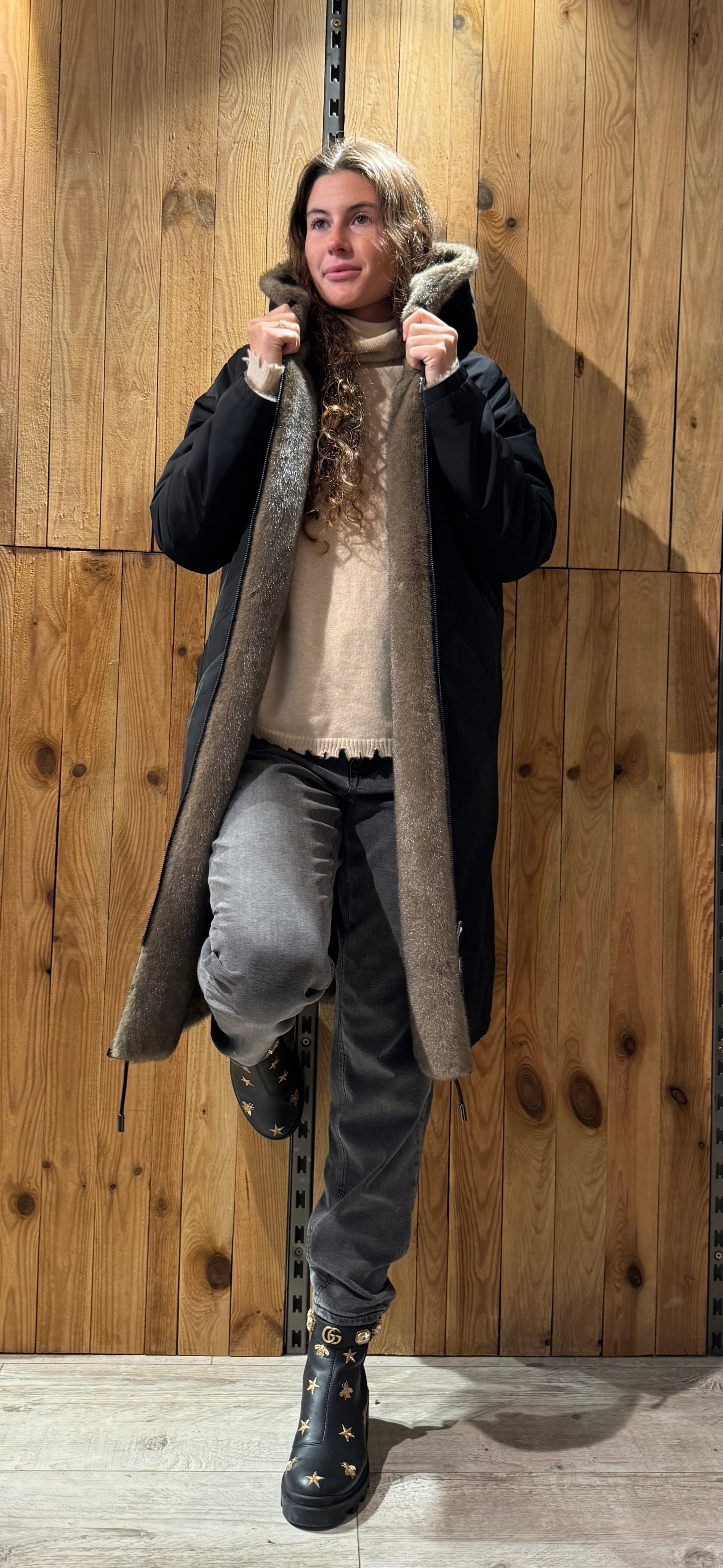 PARKA FAUX VISON REVERSIBLE - LOU ANDREA