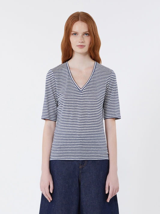 T-shirt à col en V en jersey de lin OPZIONE Max Mara weekend (Copie)