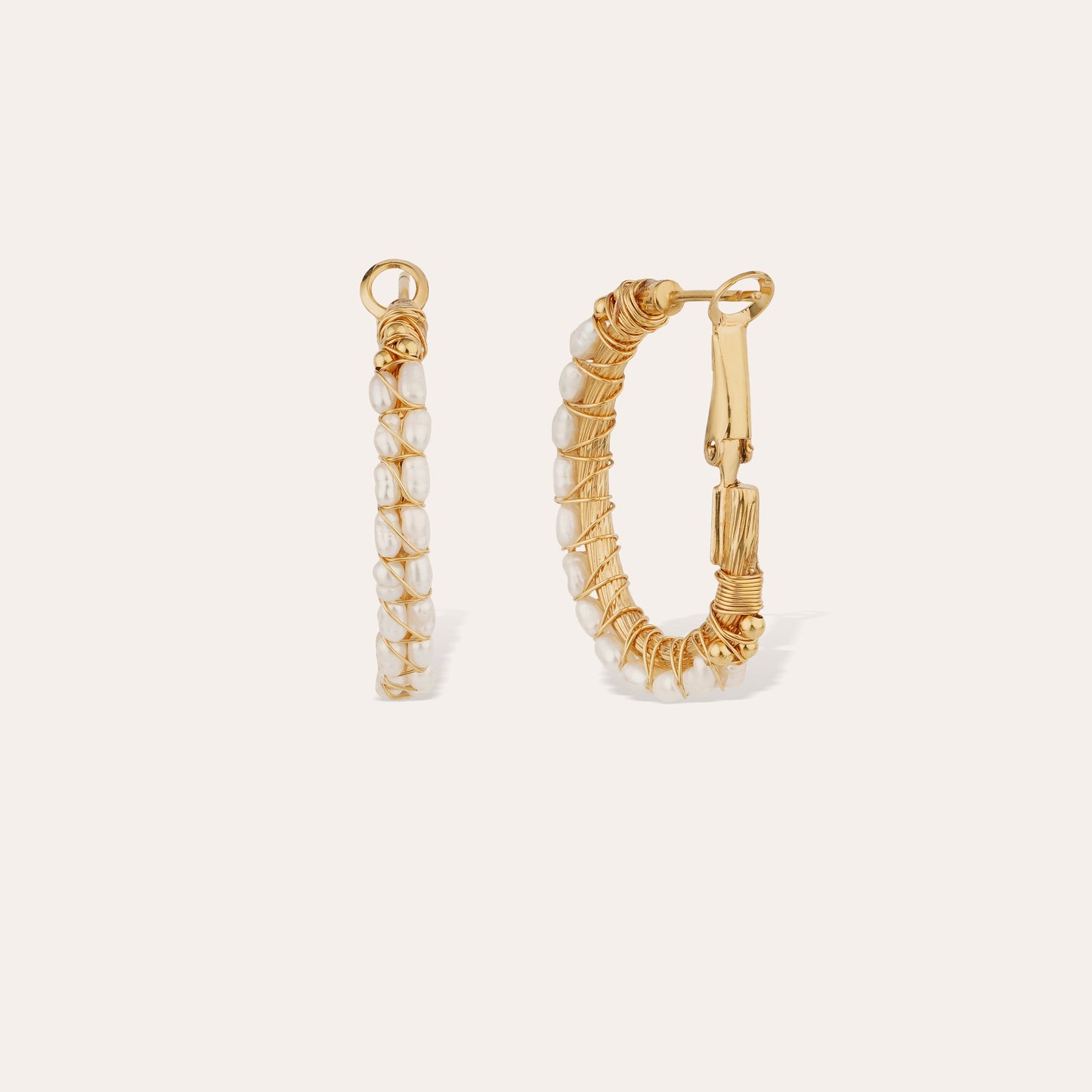 Boucles d'oreilles Lyre grand modèle dorées - Nacre blanche GAS Bijoux