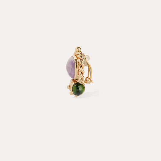 Boucles d'oreilles Amarante cabochons dorées - Améthyste GAS Bijoux