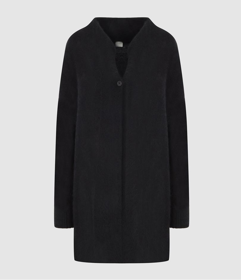 Cardigan long en laine de racoon CT Plage noir