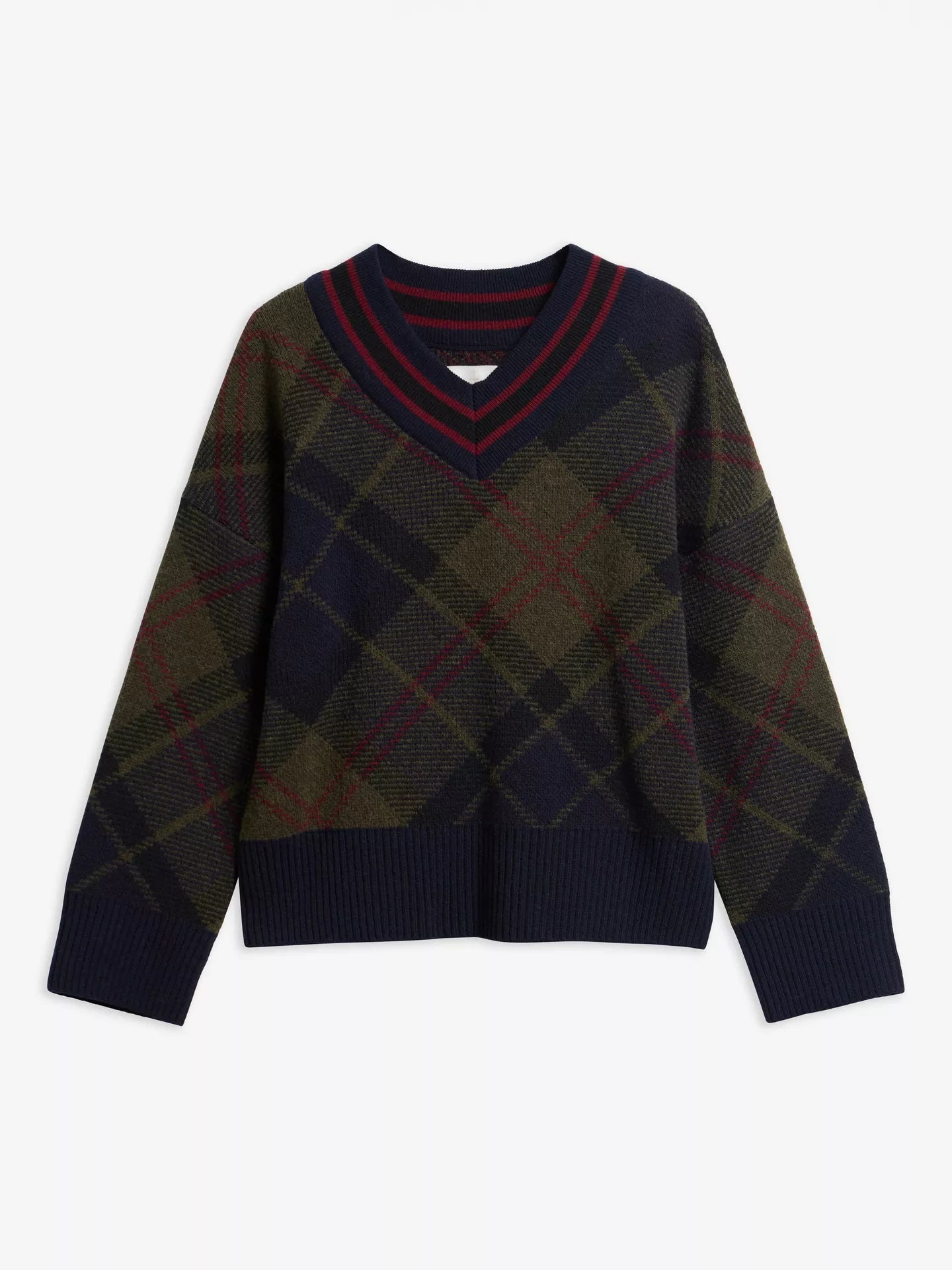 Pull col V tartan Shae – Barbour