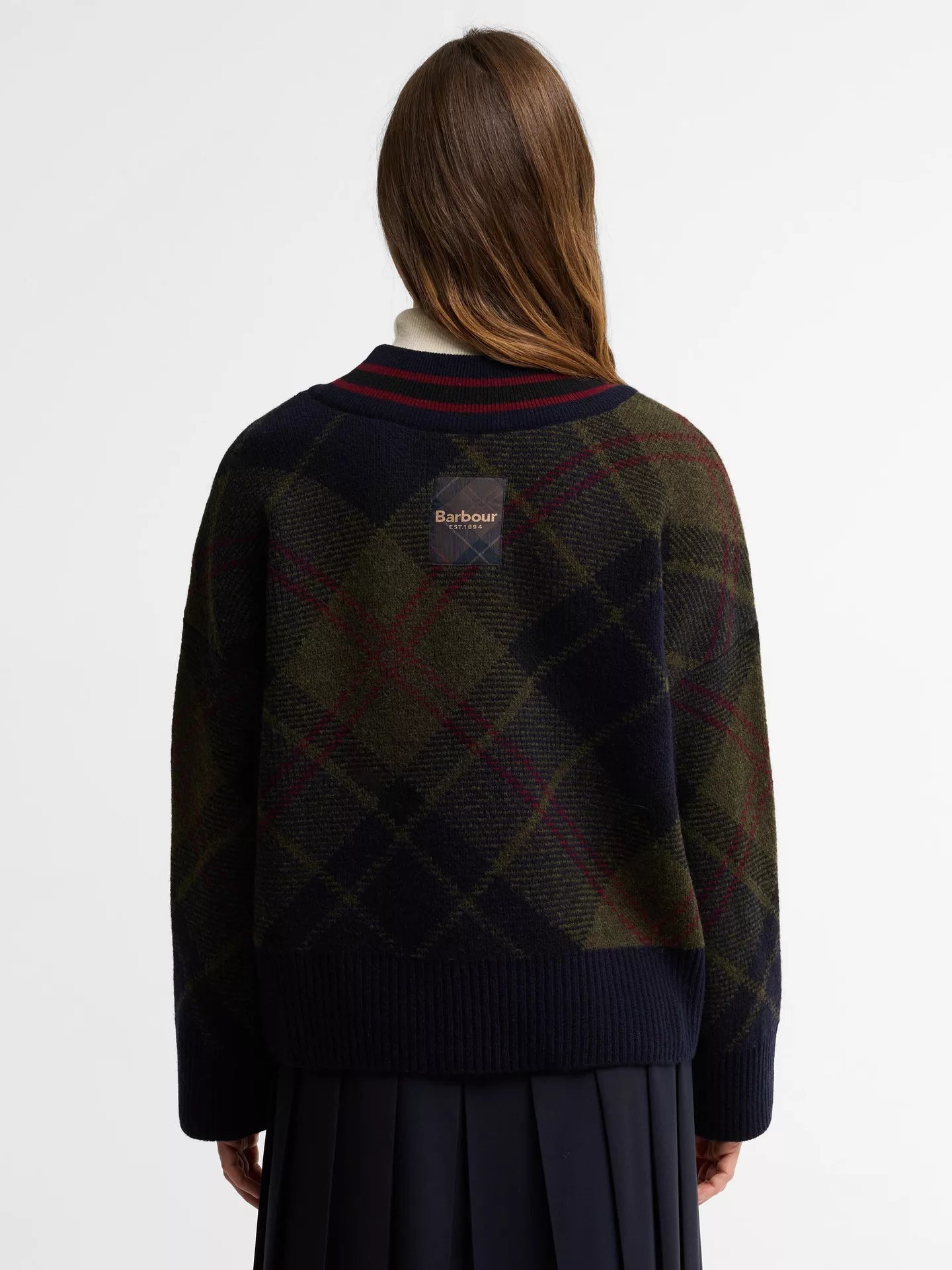 Pull col V tartan Shae – Barbour