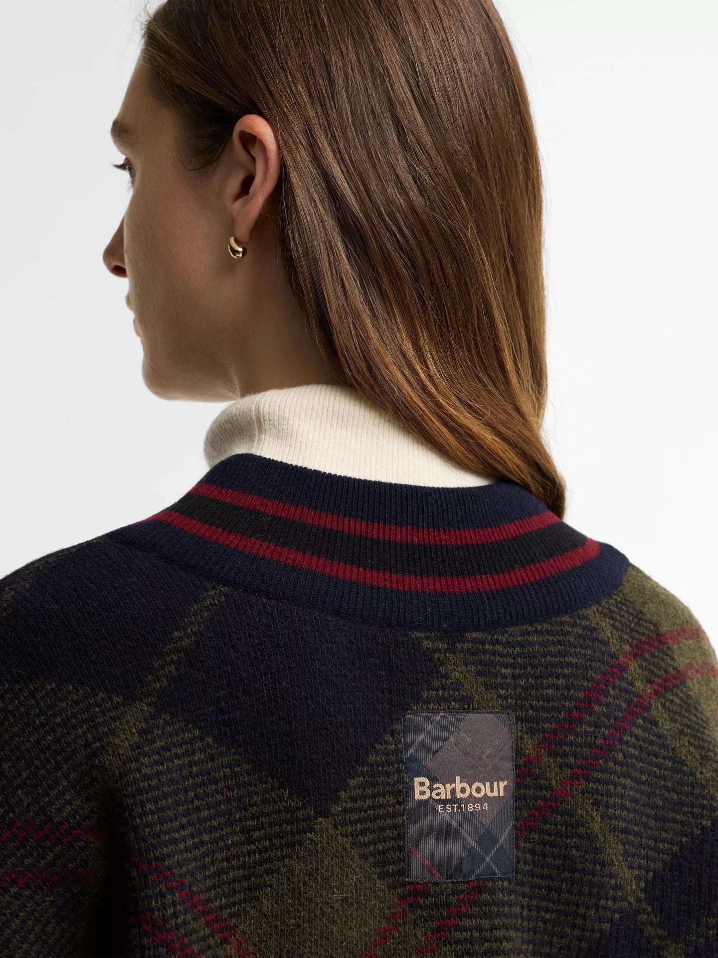 Pull col V tartan Shae – Barbour