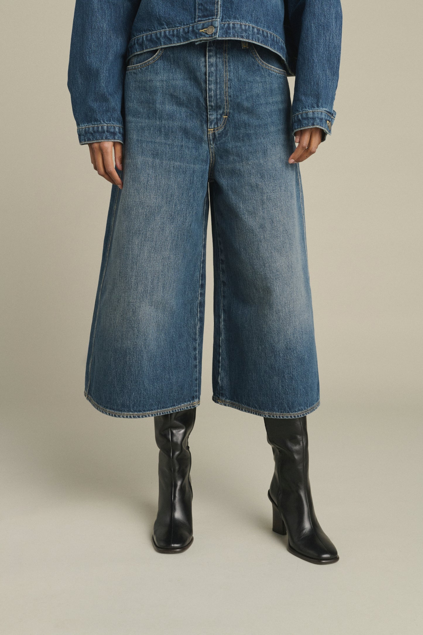 Jupe-culotte en denim délavé – Soeur