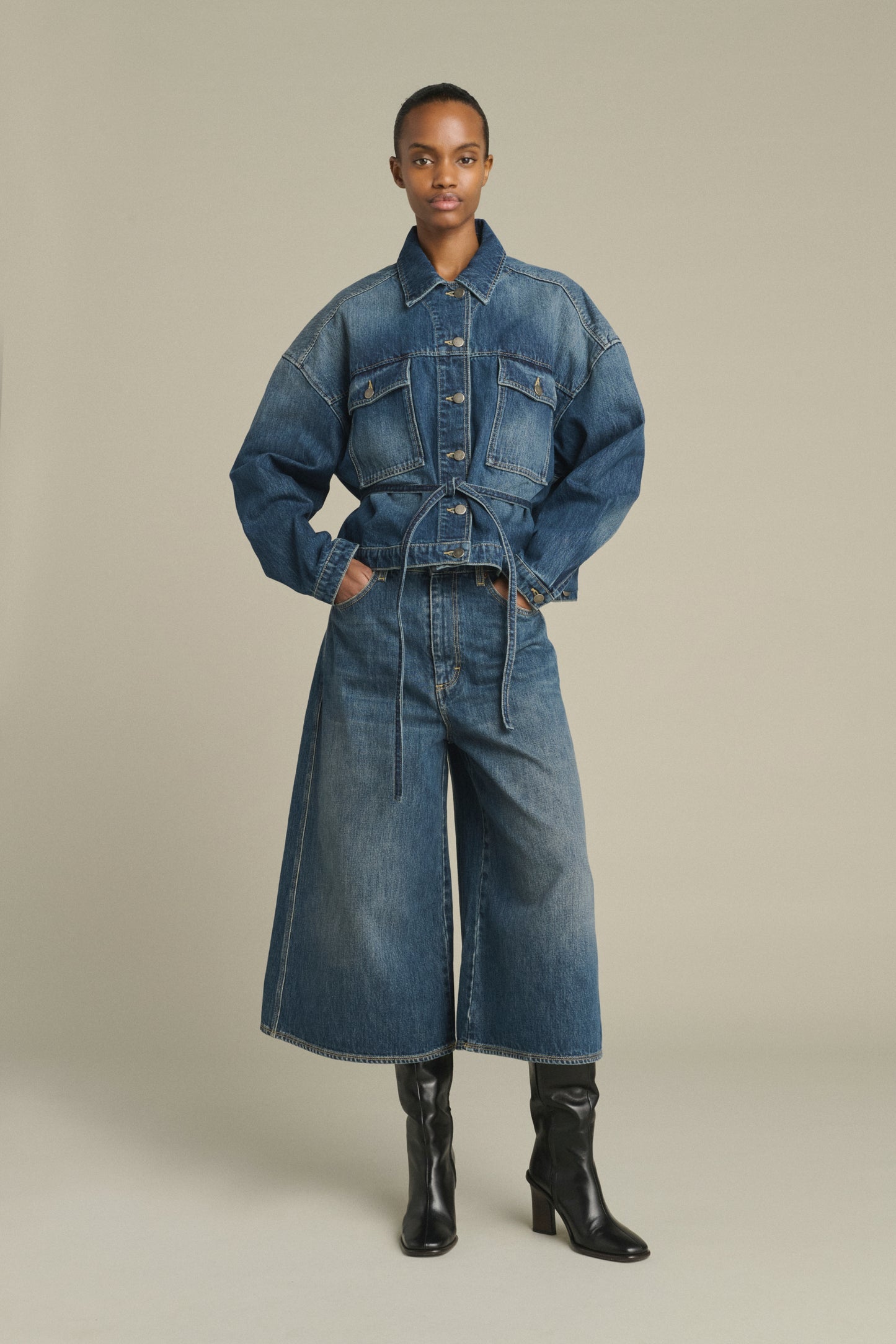Jupe-culotte en denim délavé – Soeur