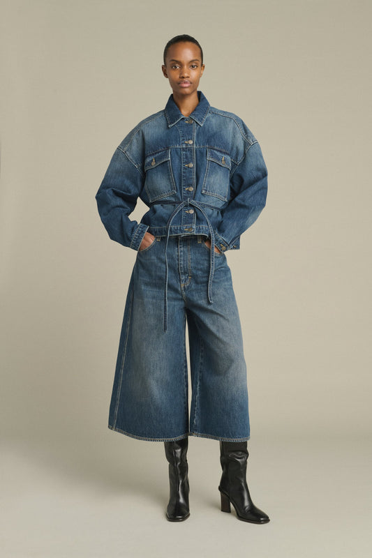 Jupe-culotte en denim délavé – Soeur