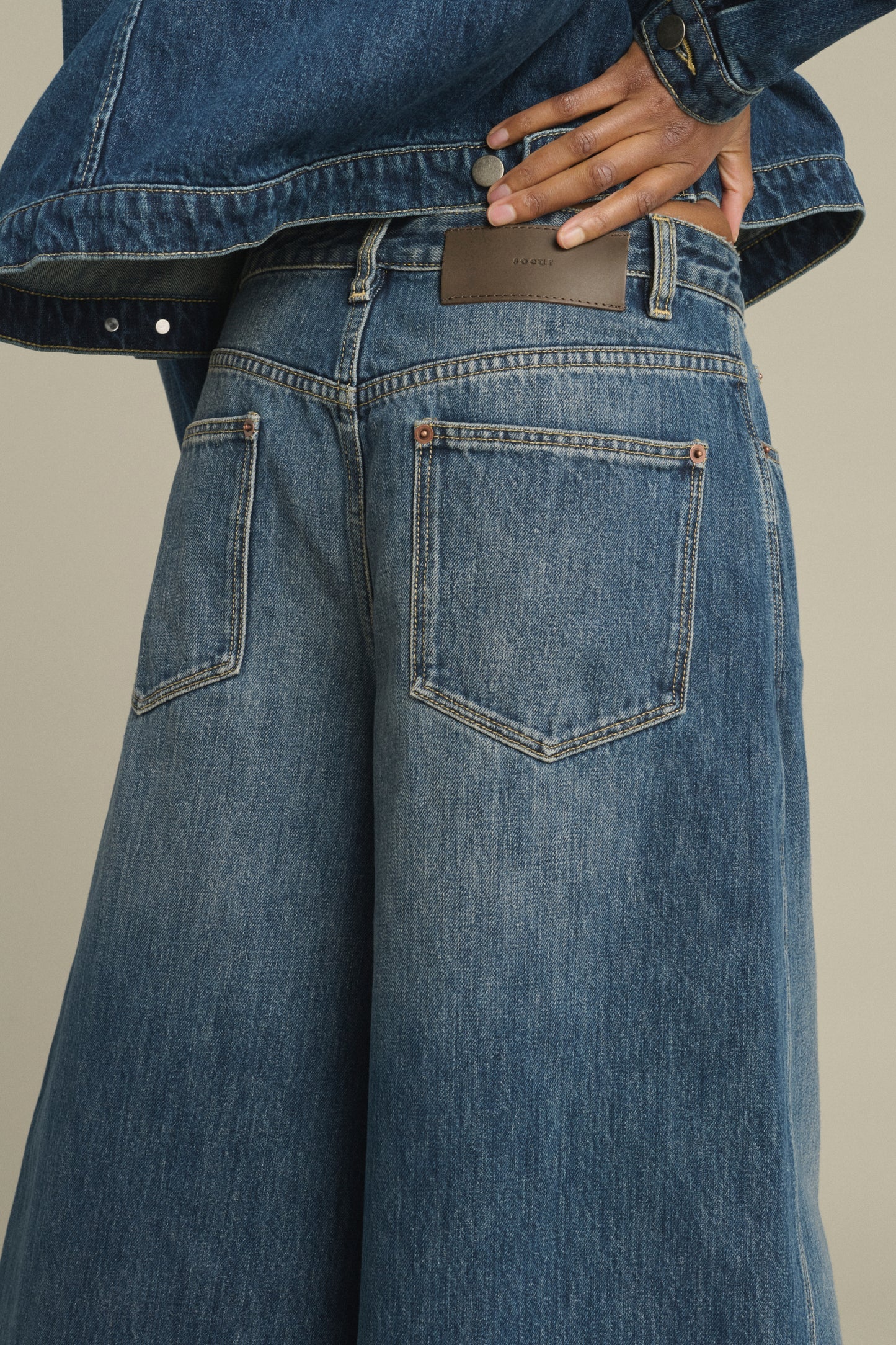Jupe-culotte en denim délavé – Soeur