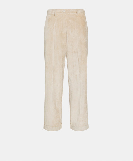 PANTALON DANGO EN VELOURS CÔTELÉ STRETCH - CRÈME