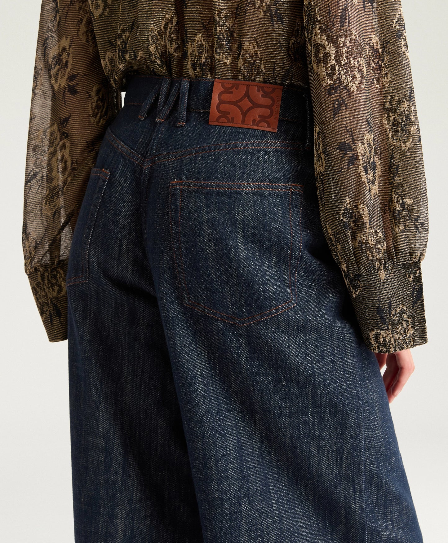 PANTALON AOKI MOMONI EN DENIM TEINT EN FIL - BLEU JEANS