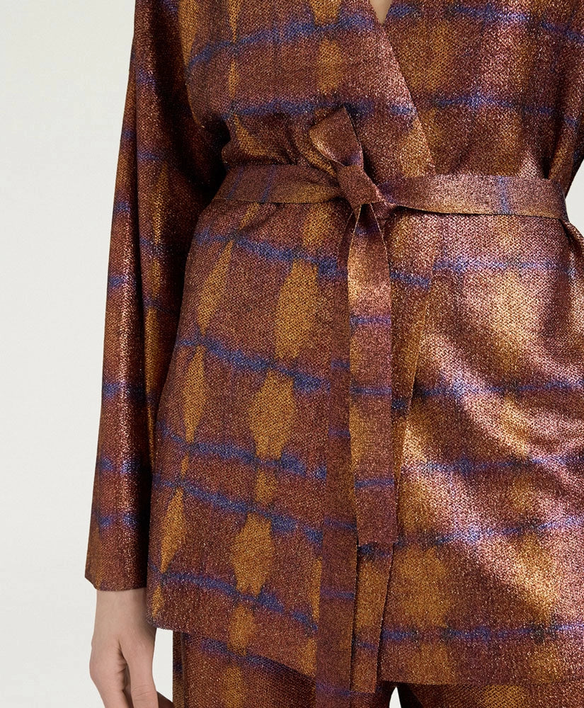 CARDIGAN CHAMA EN LUREX IMPRIMÉ - BRÛLÉ/VIOLET MOMONI