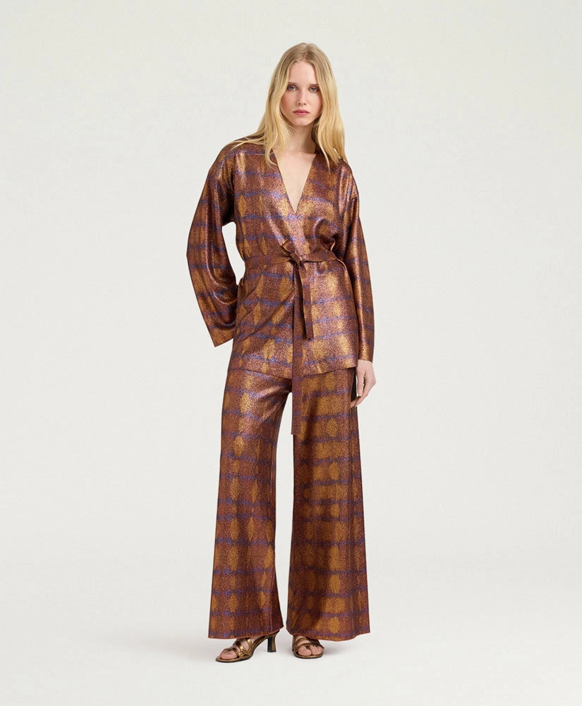CARDIGAN CHAMA EN LUREX IMPRIMÉ - BRÛLÉ/VIOLET MOMONI