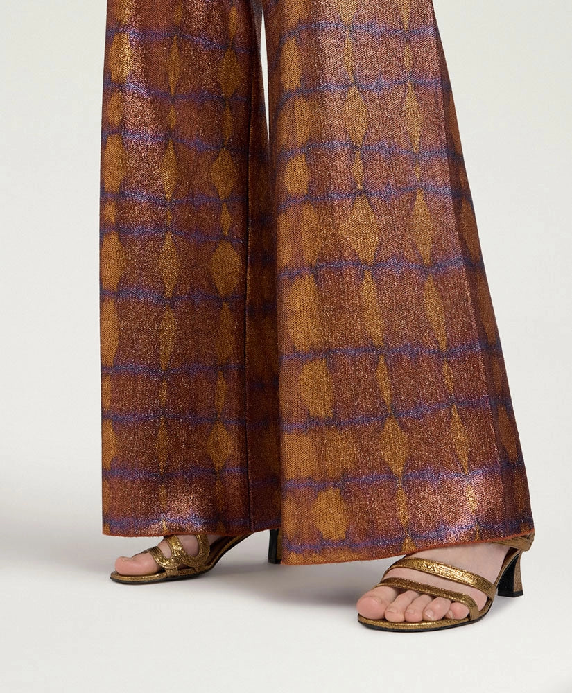 PANTALON ANSELMO EN LUREX IMPRIMÉ - BRÛLÉ/VIOLET MOMONI