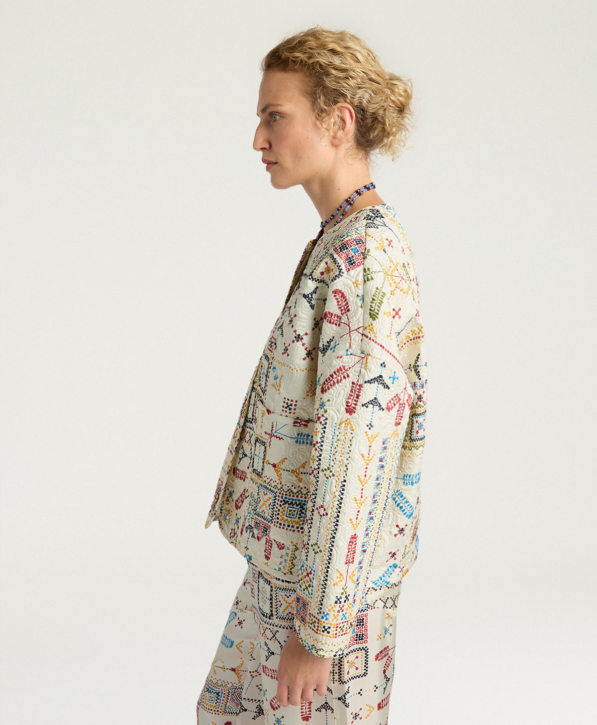VESTE REVERSIBLE GELSOMINO EN MATELASSAGE IMPRIMÉ - MULTICOLORE CRÈME