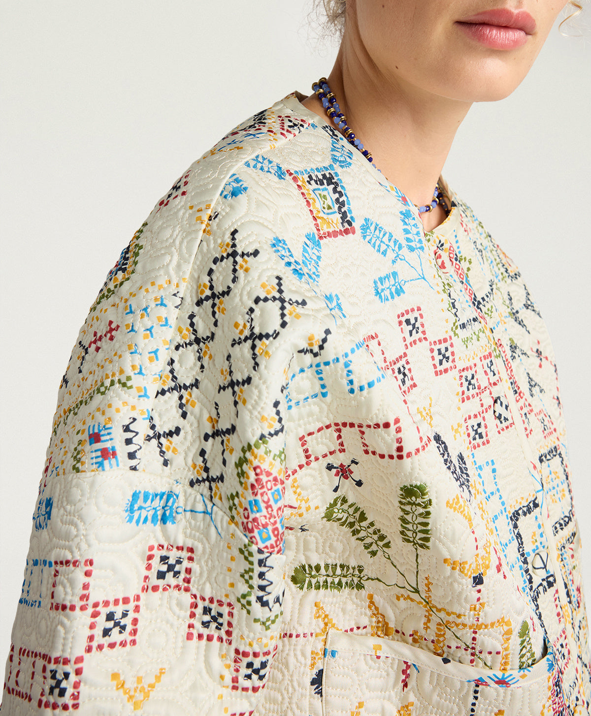 VESTE REVERSIBLE GELSOMINO EN MATELASSAGE IMPRIMÉ - MULTICOLORE CRÈME