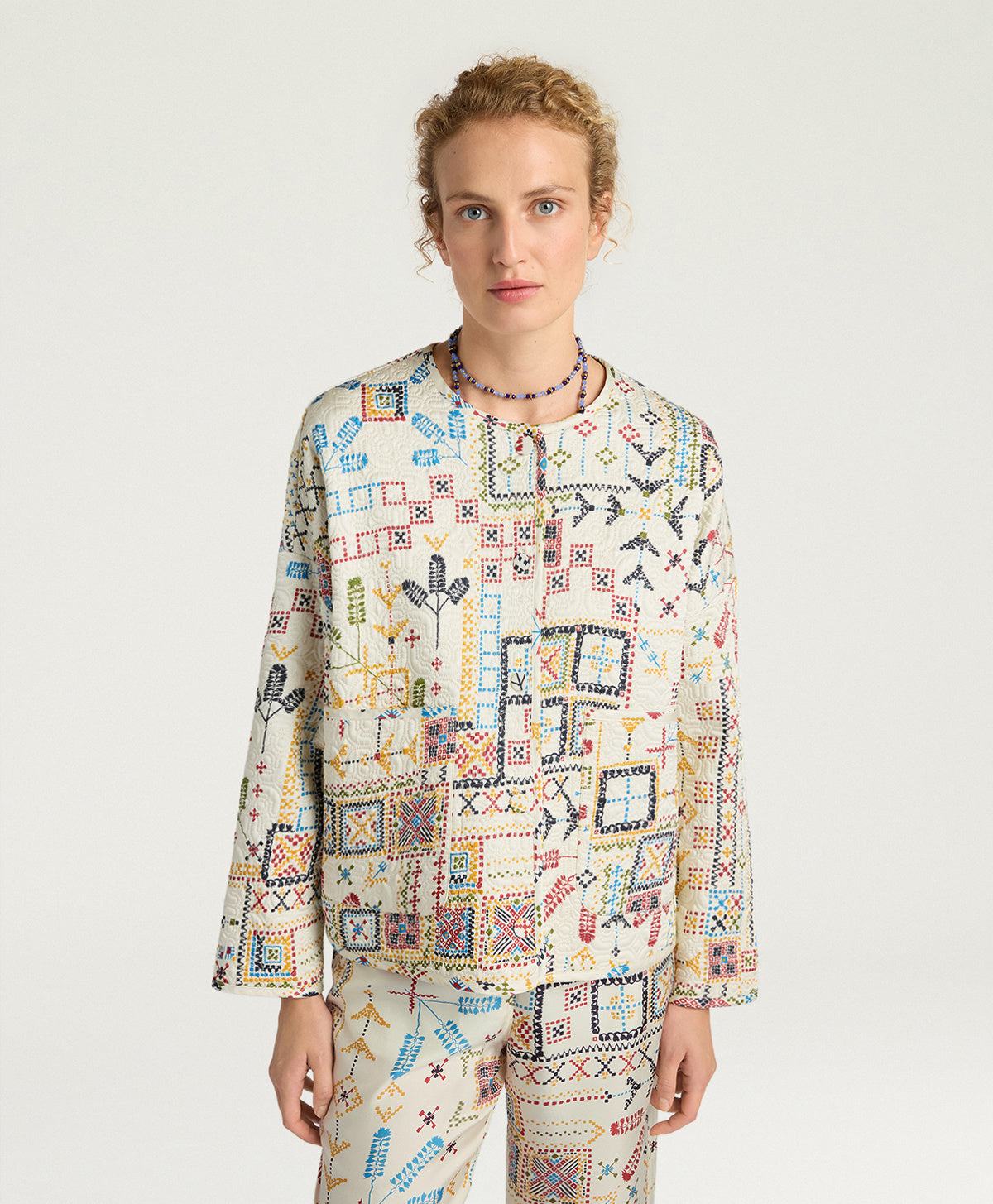 VESTE REVERSIBLE GELSOMINO EN MATELASSAGE IMPRIMÉ - MULTICOLORE CRÈME