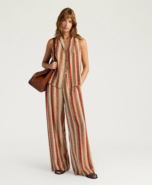 PANTALON BACCARAT EN CRÊPE DE CHINE ALL-OVER - MULTICOLORE ORANGE MOMONI (Copie)
