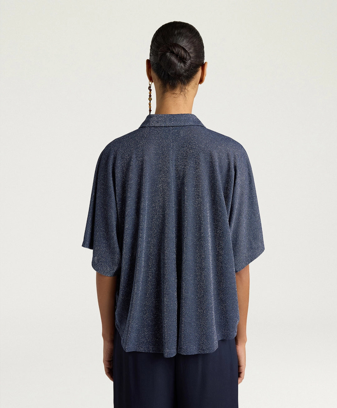 CHEMISIER BROOKLYN EN JERSEY LUREX UNI - BLEU
