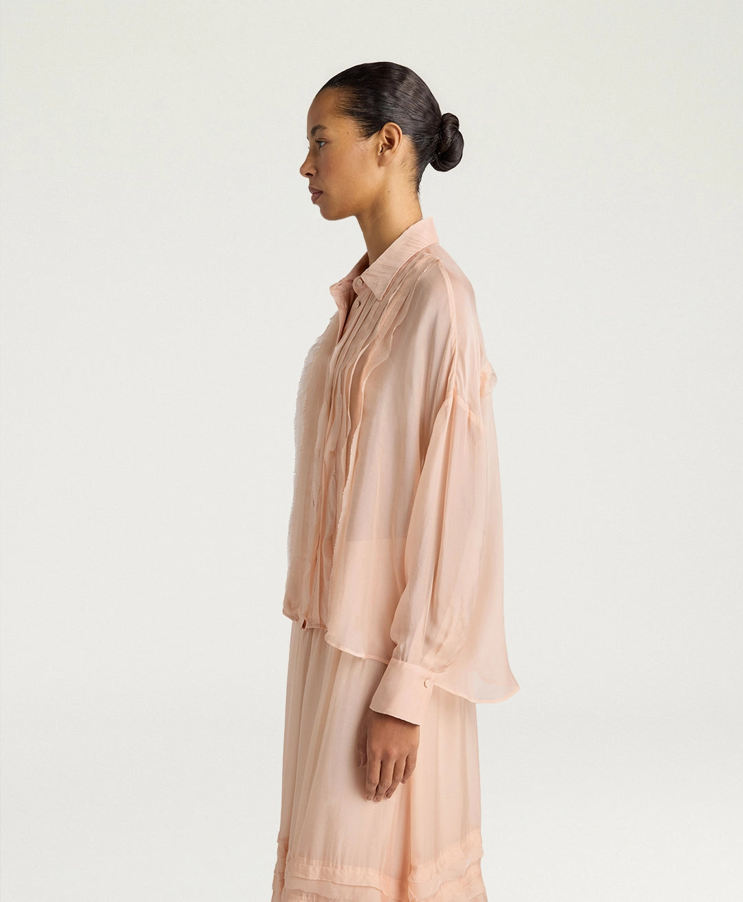 CHEMISIER LUCIA EN MOUSSELINE UNIE - POUDRE MOMONI