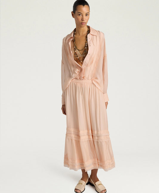 JUPE HOPI EN MOUSSELINE UNIE - POUDRE MOMONI