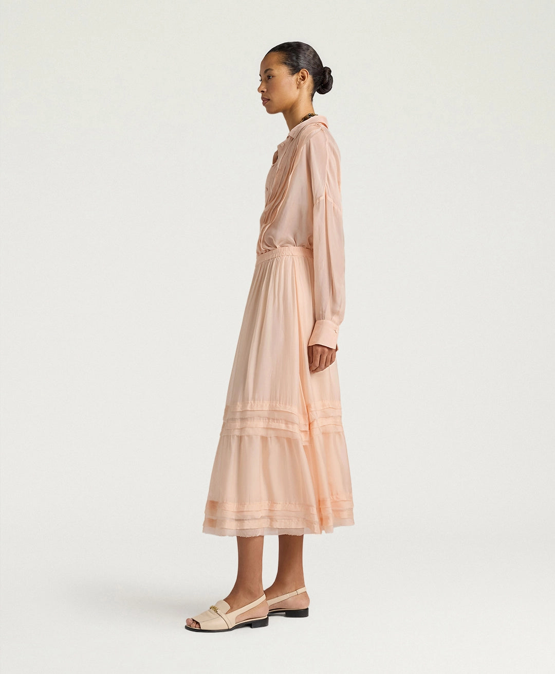 JUPE HOPI EN MOUSSELINE UNIE - POUDRE MOMONI
