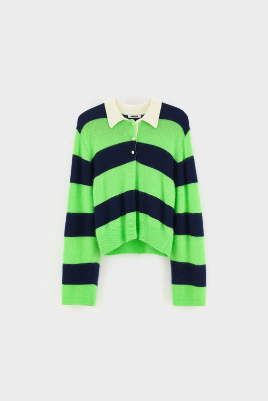 Pull polo Dusto rayé vert et marine – Bellerose