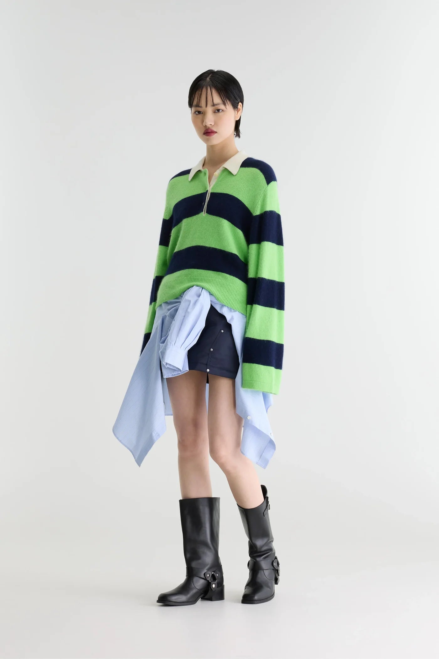 Pull polo Dusto rayé vert et marine – Bellerose