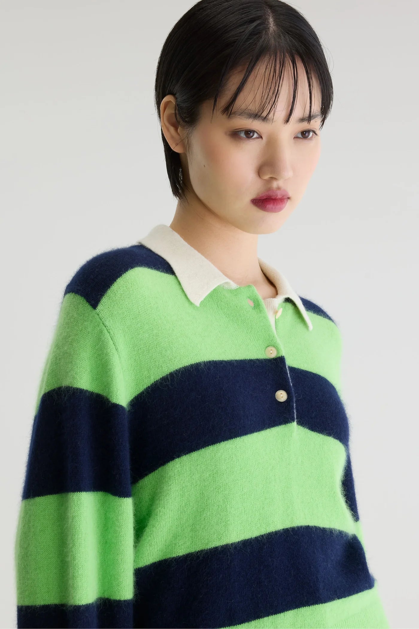 Pull polo Dusto rayé vert et marine – Bellerose