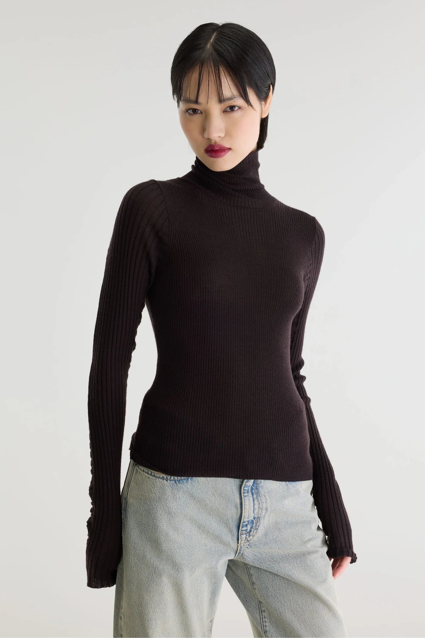 Pull col roulé Awald marron foncé – Bellerose