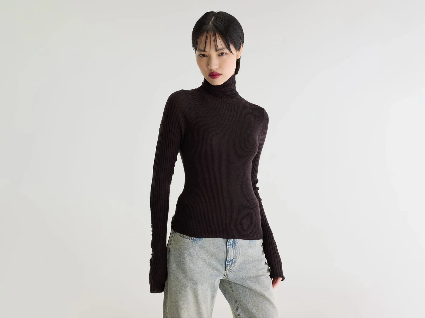 Pull col roulé Awald marron foncé – Bellerose
