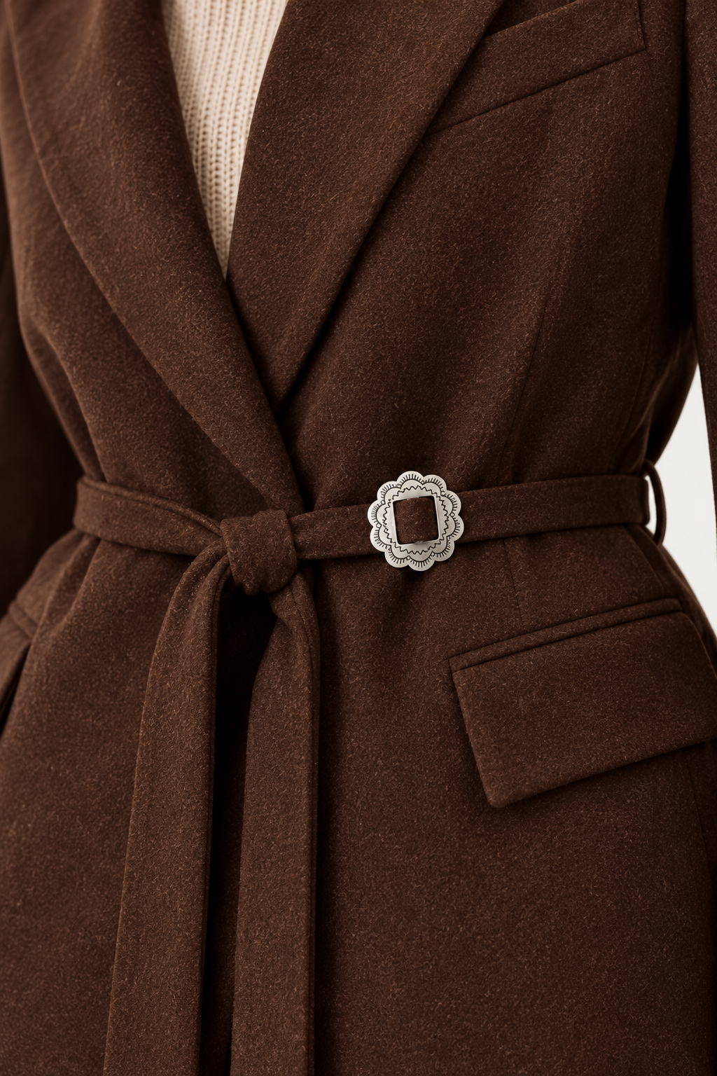 Blazer femme VIGIO Diega marron chocolat avec ceinture