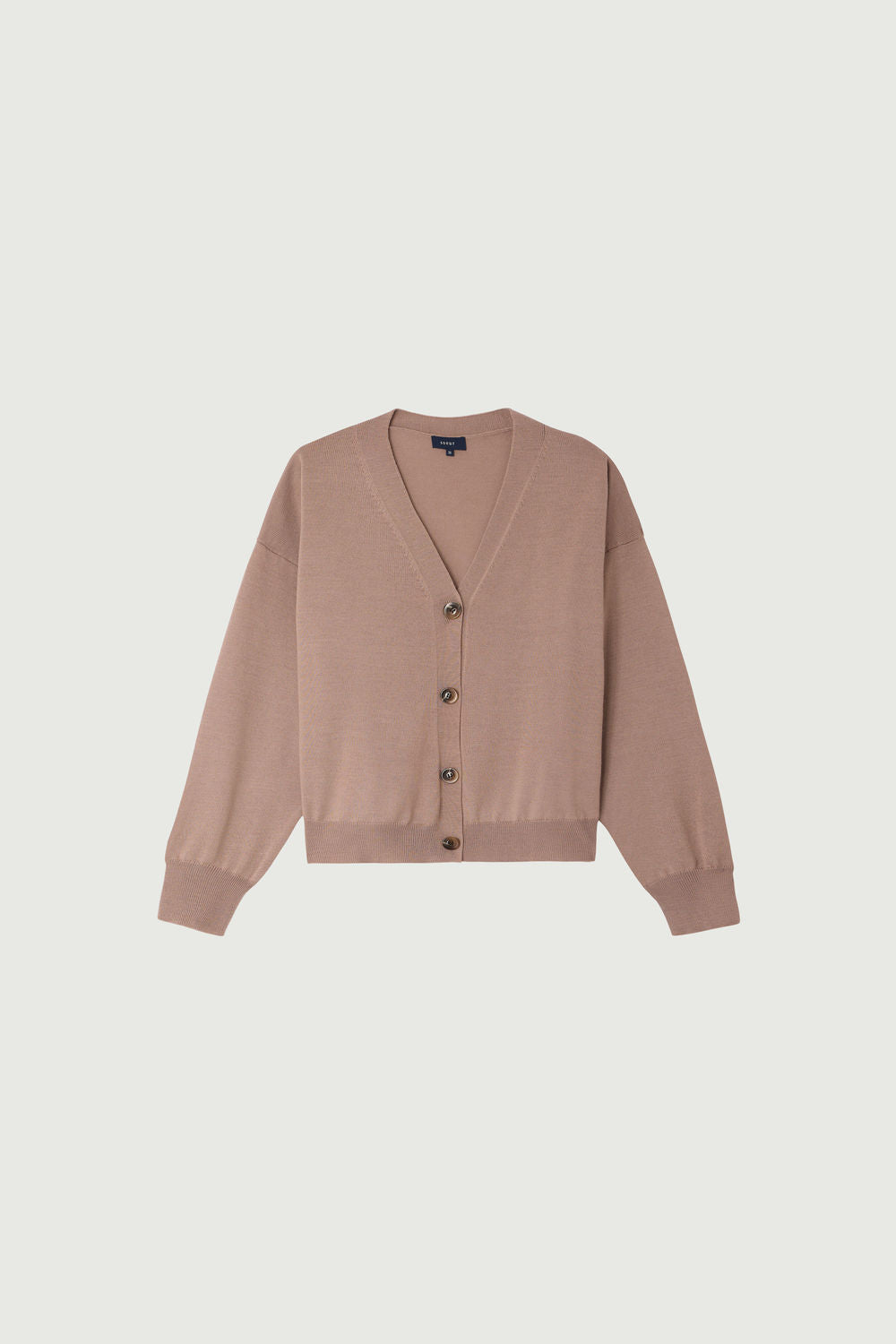 Cardigan en laine mérinos rose poudré – Soeur