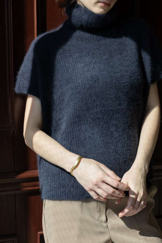 Pull Col roulé et manches courtes en raton laveur et renard CT-Plage