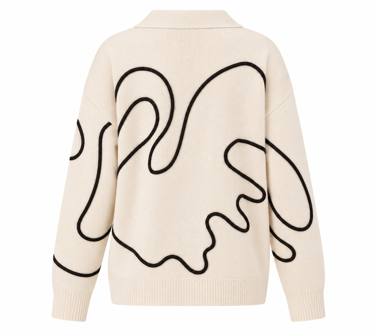 Gilet femme MIBON Bérénice en laine écrue motif chocolat vue de dos