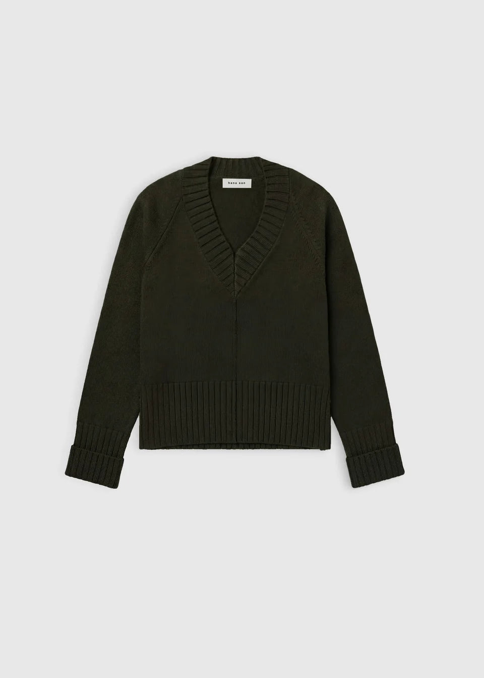 Pull femme GRAHAM vert profond laine mérinos HANA SAN vue de face